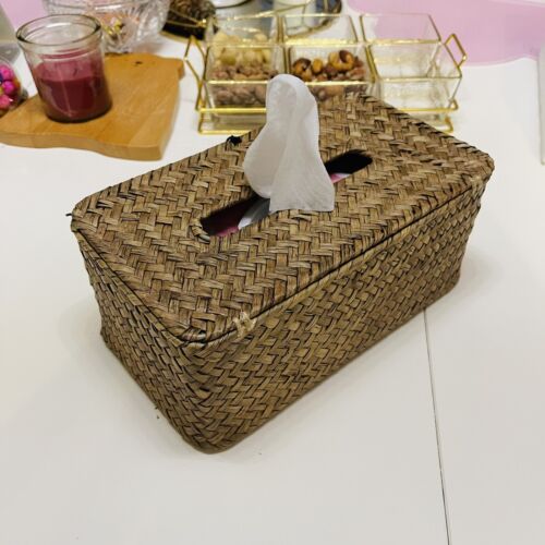 Rectangular Woven Tissue Box Decorative Seagrass Wicker Tissue Box Holder