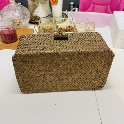 Rectangular Woven Tissue Box Decorative Seagrass Wicker Tissue Box Holder