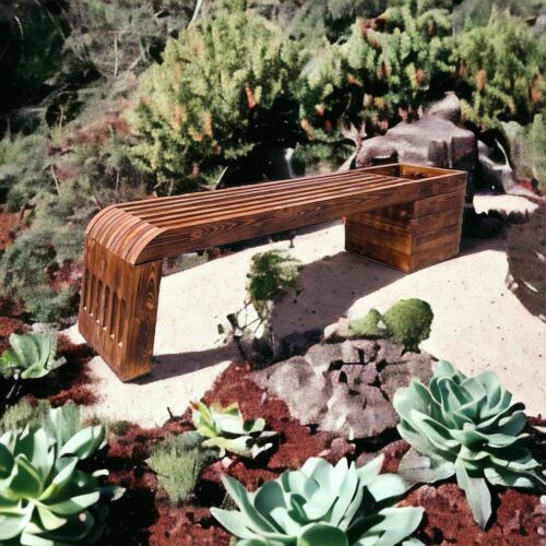 6ft Wood Bench with Wooden Planter Flowerbed Real Wood