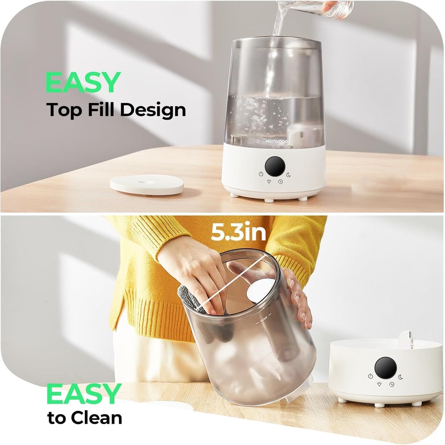 3L Cool Mist Humidifier for Bedroom Home Baby Nursery, 32H Runtime, Whisper Quiet Operation, Air Humidifiers, Waterless Auto Shut off, Essential Oil Diffuser Night Lights