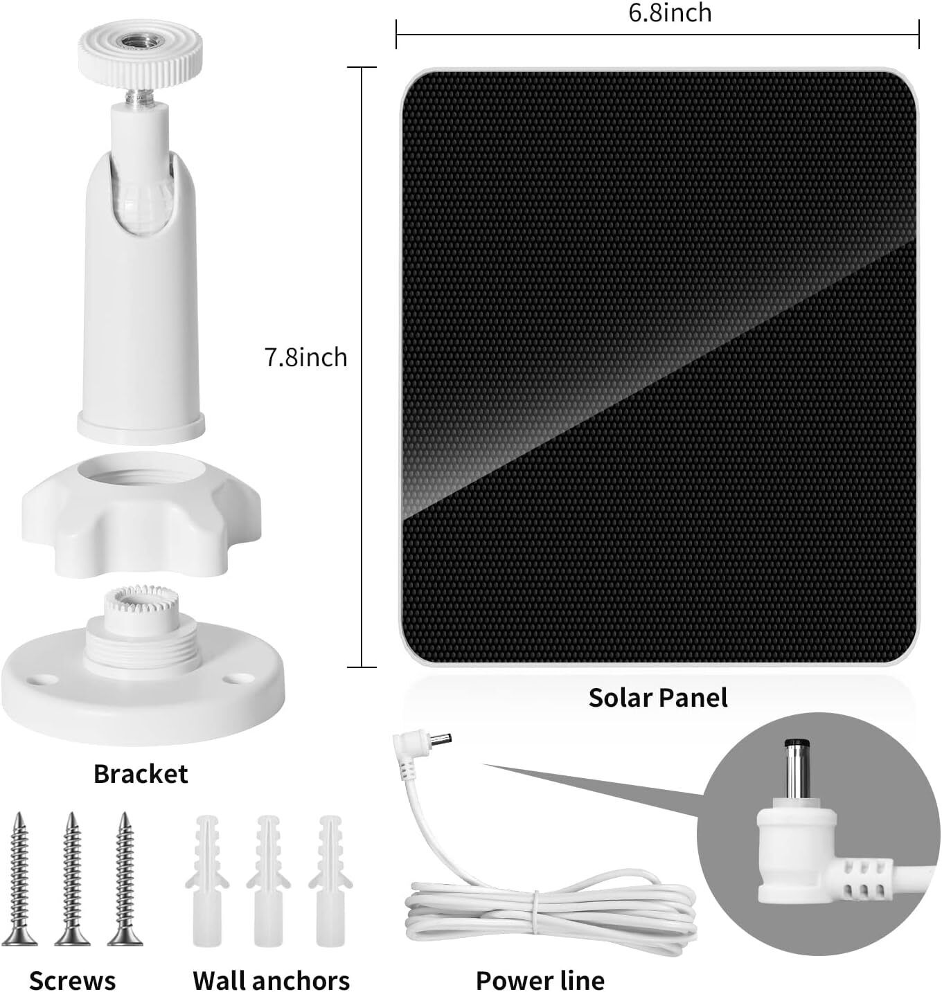 Solar Panel Charger-10ft cable-7W-5V  for Ring Camera Spotlight & Stick Up Cam