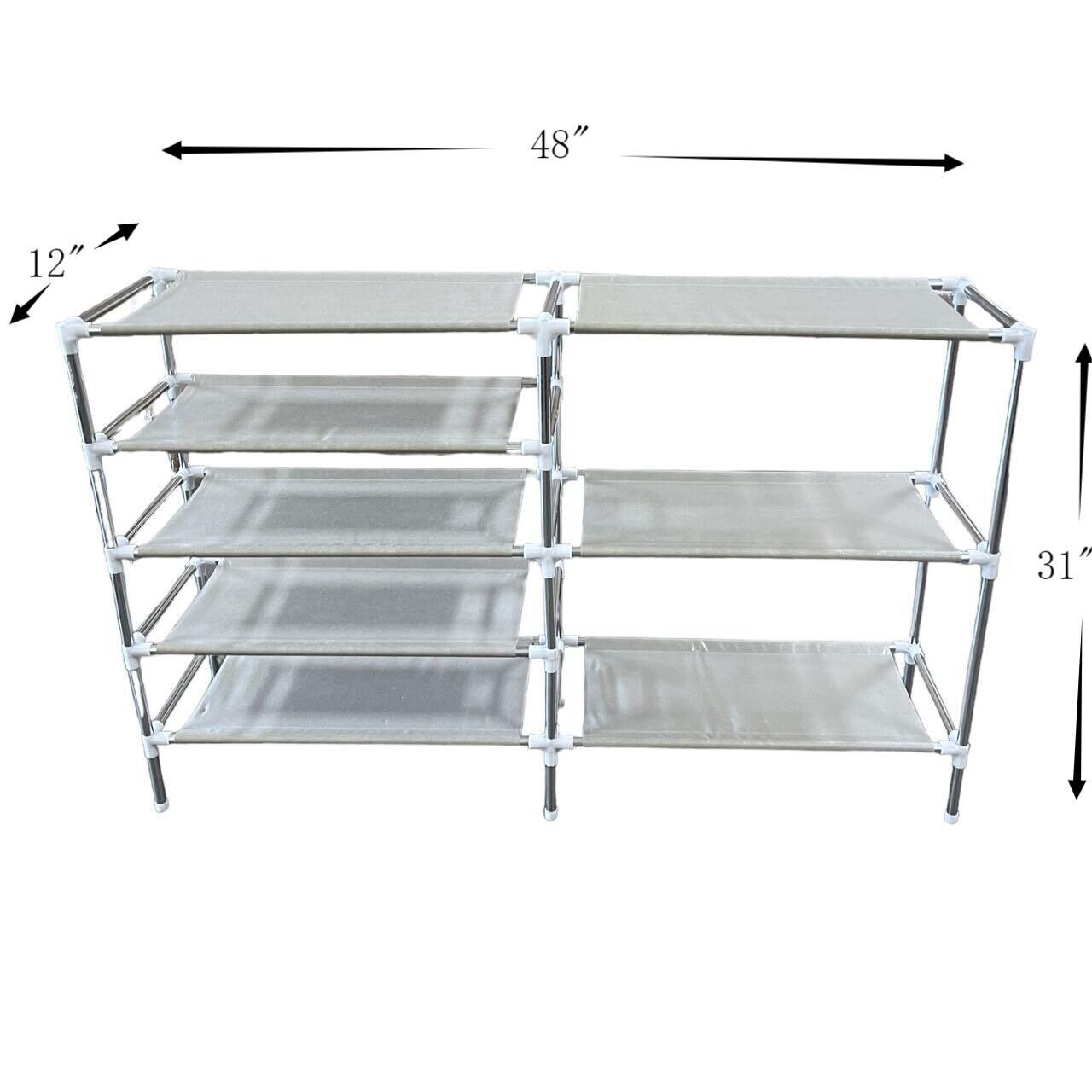 3-5-Tier Expandable Shoe Rack, Stackable and Adjustable Shoes Organizer Storage