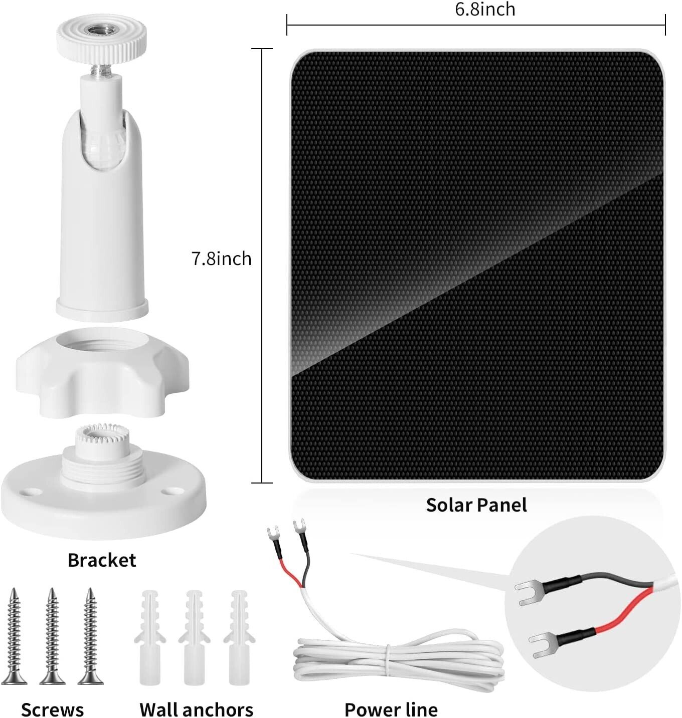 Solar Panel -10ft cable. 7W 5V Solar Panel for Ring Video Doorbell  3/3+/4. ETC.