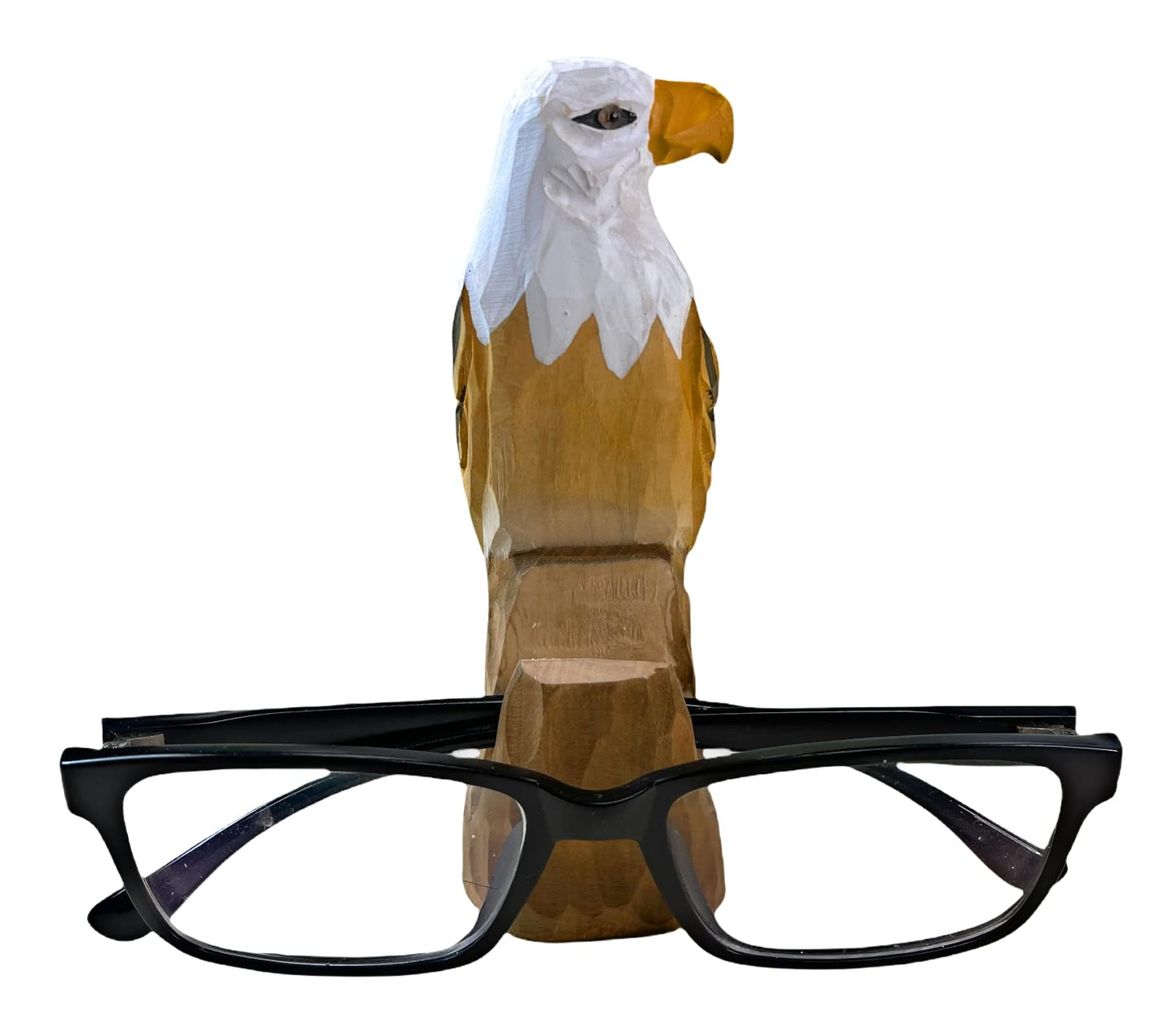 YEEYAYA Business Card Holder American Bald Eagle Wood Sculpture woodcarving Hand Carved Business Card Holder Figurine Gift Present Wood Carving Home Decor