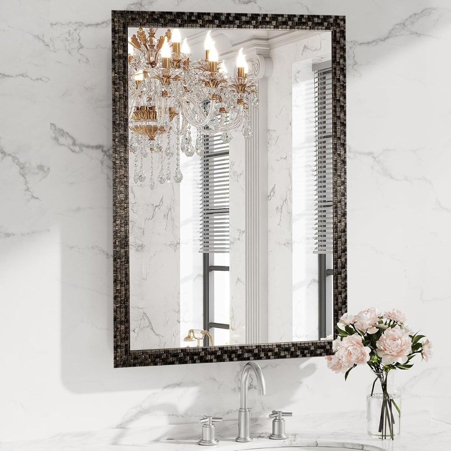 32" x 24" Framed Mirror, Wall Mounted Decorative Mirror for Any Room – Vanity Mirror, Bathroom Mirror,Modern Mirror, Bedroom Mirror, Living Room Mirror, Hallway Mirror, Entryway Mirror, Accent Mirror