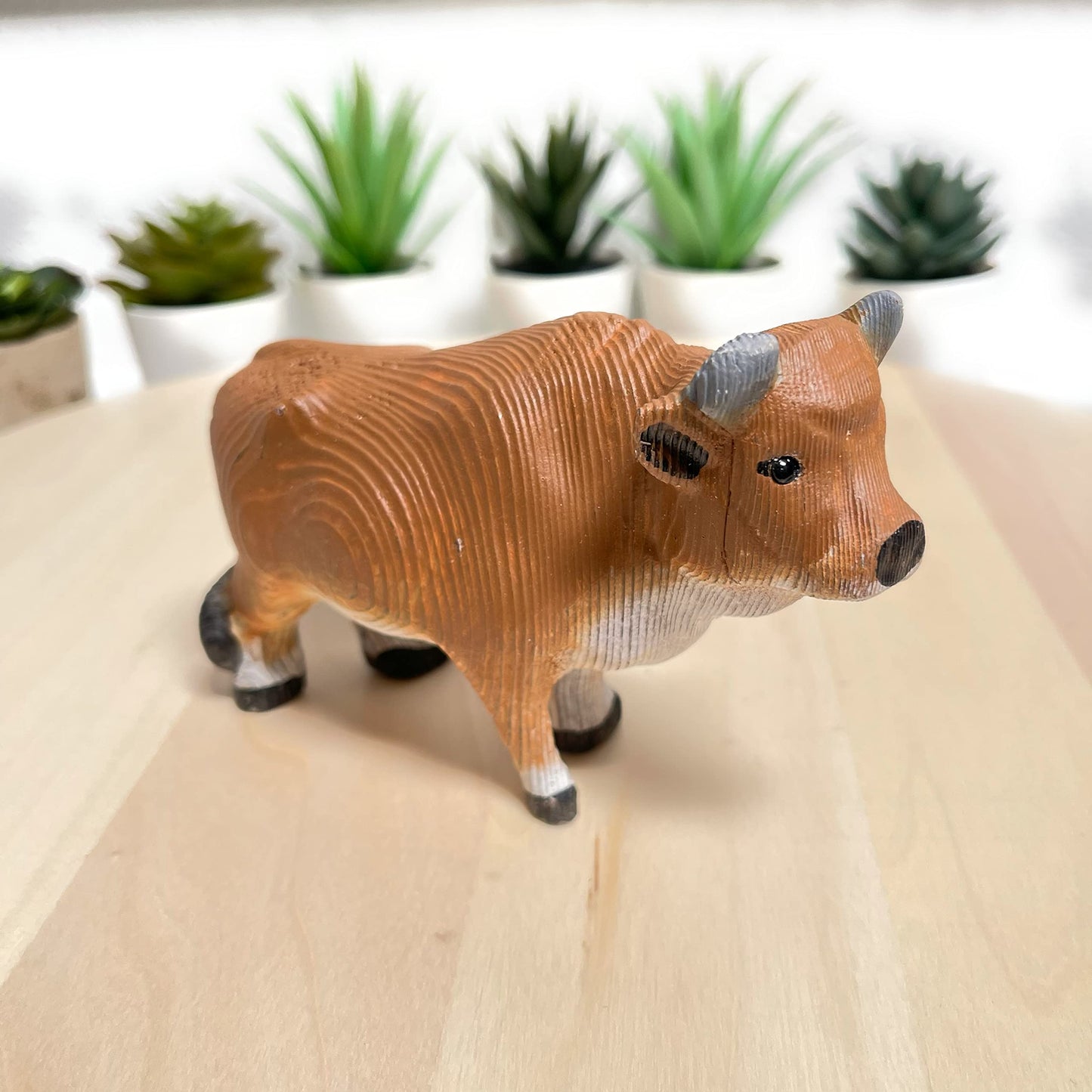 YEEYAYA Wood OX Wood Sculpture Home Decor Wood Statue Wood Figurines Room Decor Hand Carved Farm Animals