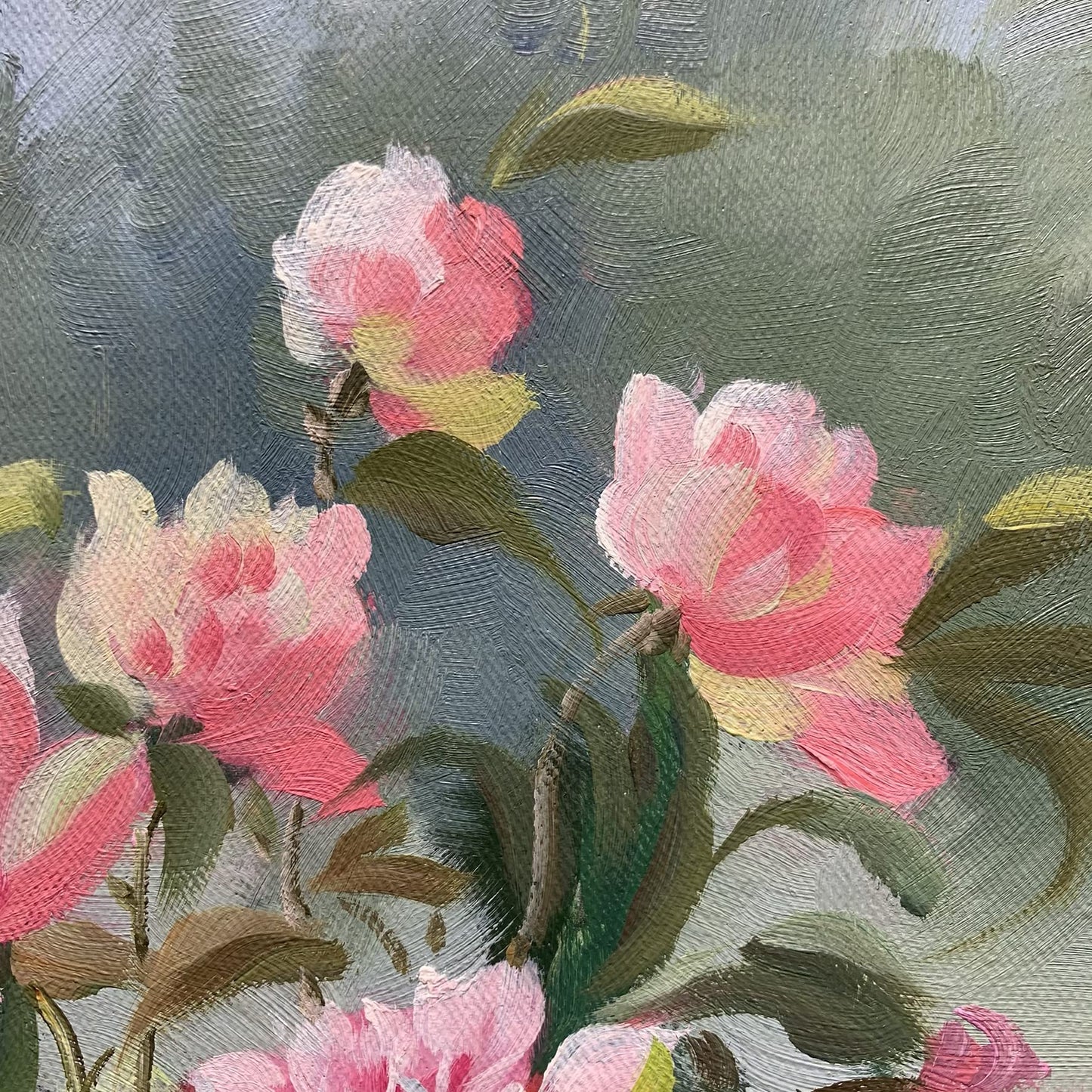 by Unbranded YEEYAYA -100% hand-painted Pink white flowers in bamboo basket 24×20in oil paintings