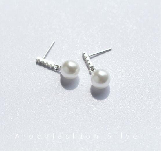 pearl earrings 925 sterling silver earrings Christmas gif with box e04