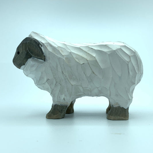 YEEYAYA Sheep handmade Wood sculpture woodcarving Hand Carved Wood Wooden sheep Figurine wood carving. Lamp wood Figurines