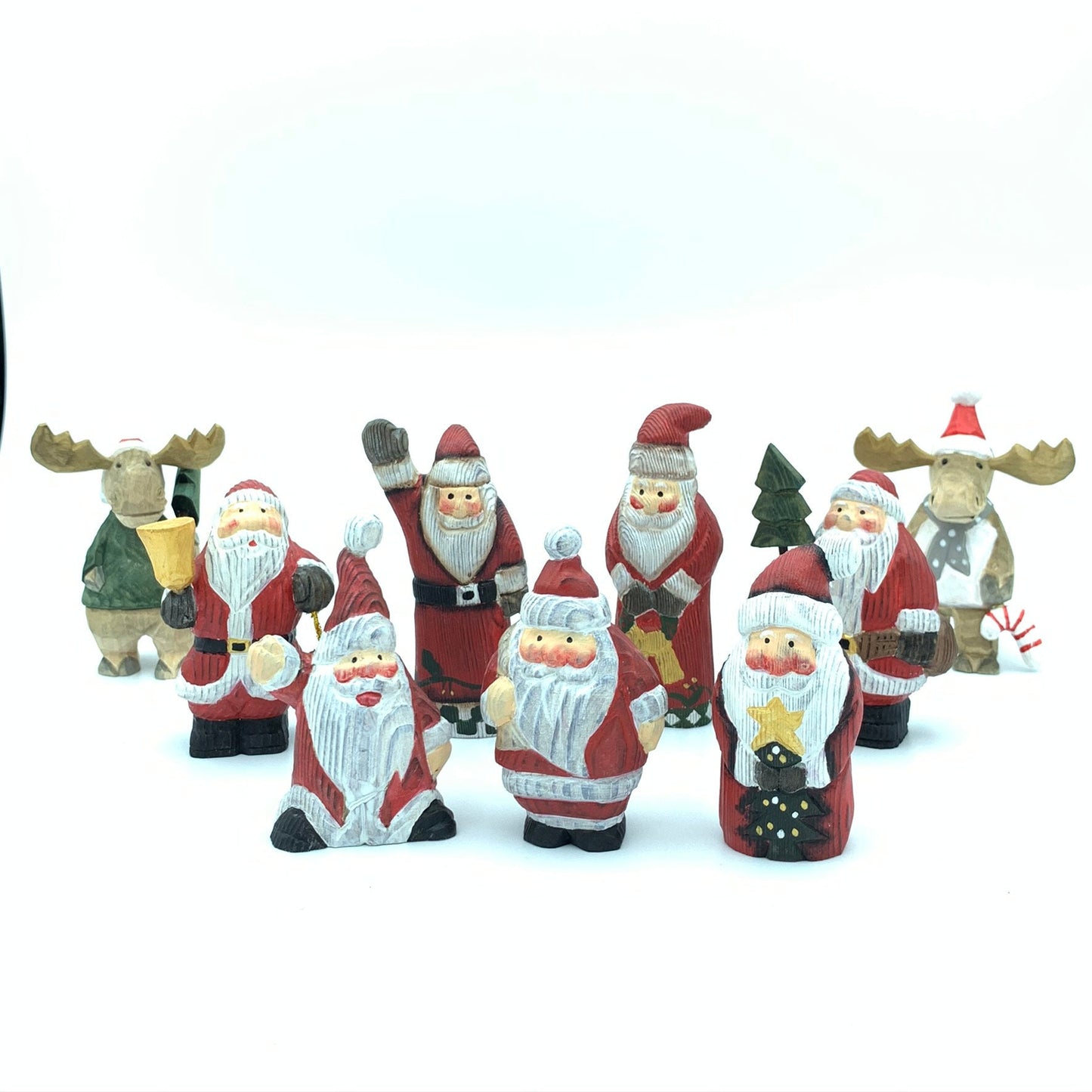 YEEYAYA Santa Stand Wood sculpture Hand Carved Wood Wooden Santa Claus Figurine Christmas gift Wood Statue Room Decor home Decor