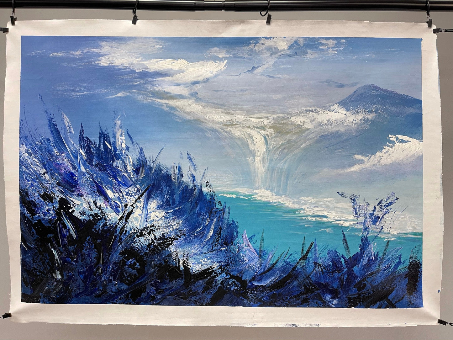 100% hand-painted 36in x24in Snow mountain oil paintings