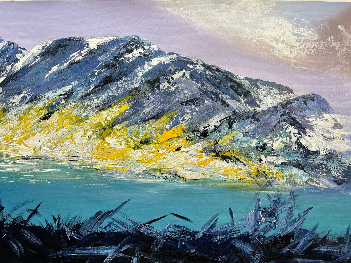 100% hand-painted 36in x24in Snow mountain oil paintings