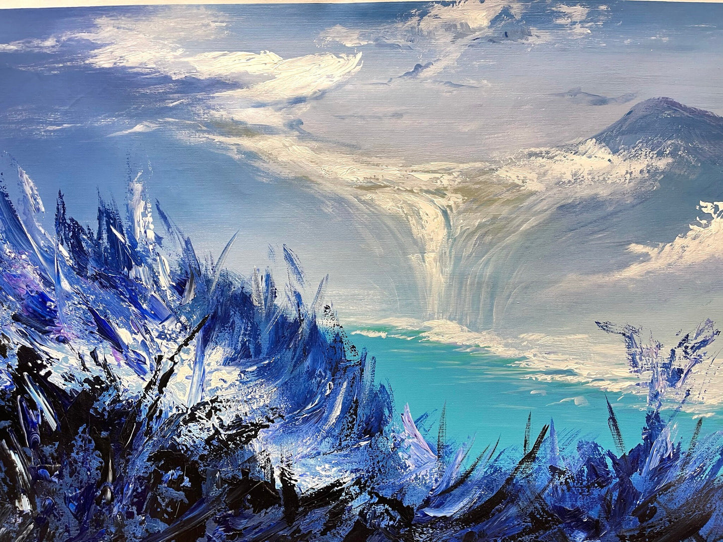 100% hand-painted 36in x24in Snow mountain oil paintings