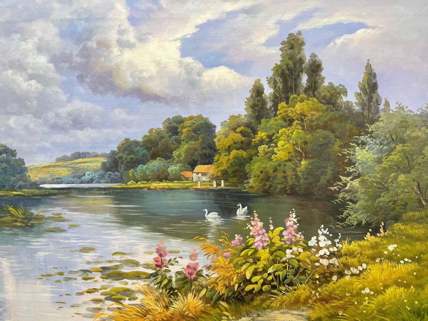 100% hand-painted Spring scenery 36x24 inch oil paintings The classical field