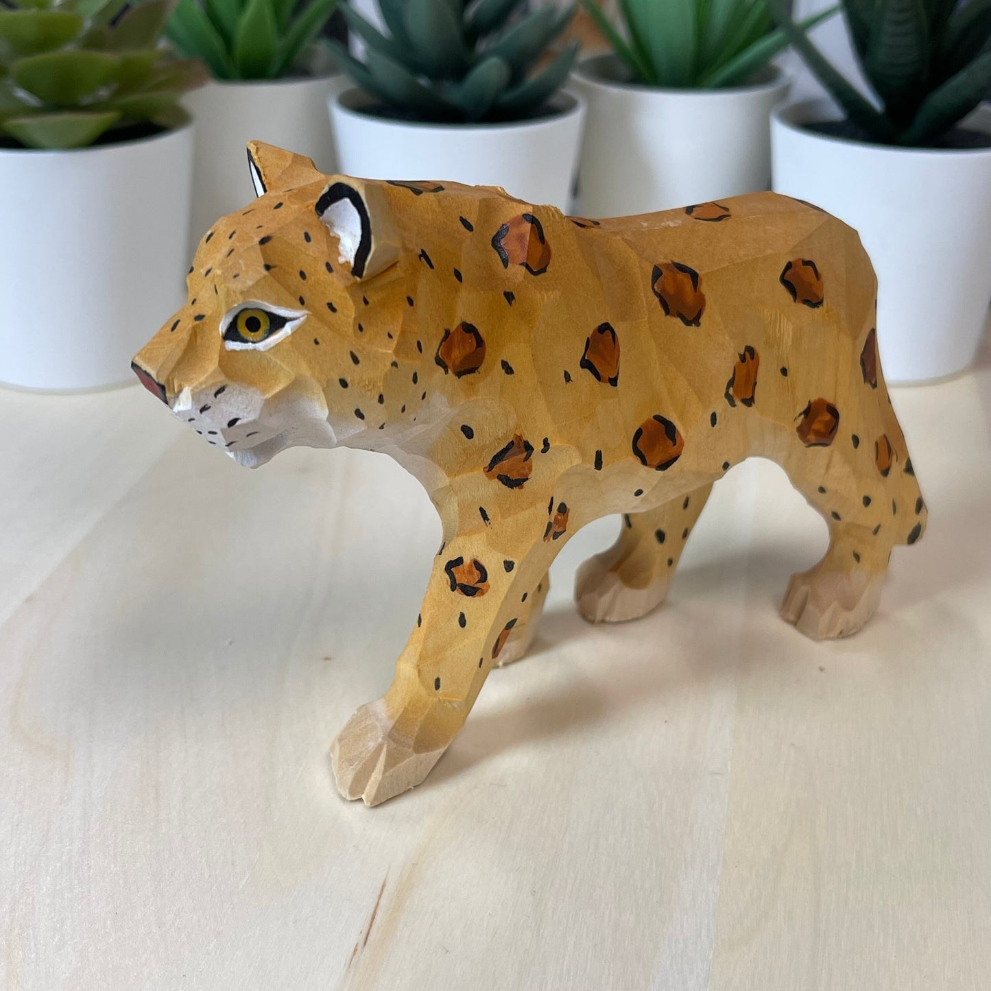 YEEYAYA Wood Leopard panther Wood sculpture Home decor Wood statue Wood figurines room decor Hand Carved