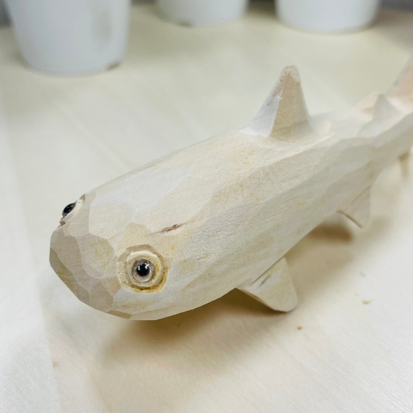 YEEYAYA Fish 6 inch Wood sculpture Hand Carved Wood Wooden whale Figurine woodcarving home decor room decor Aquatic animal Marine animal