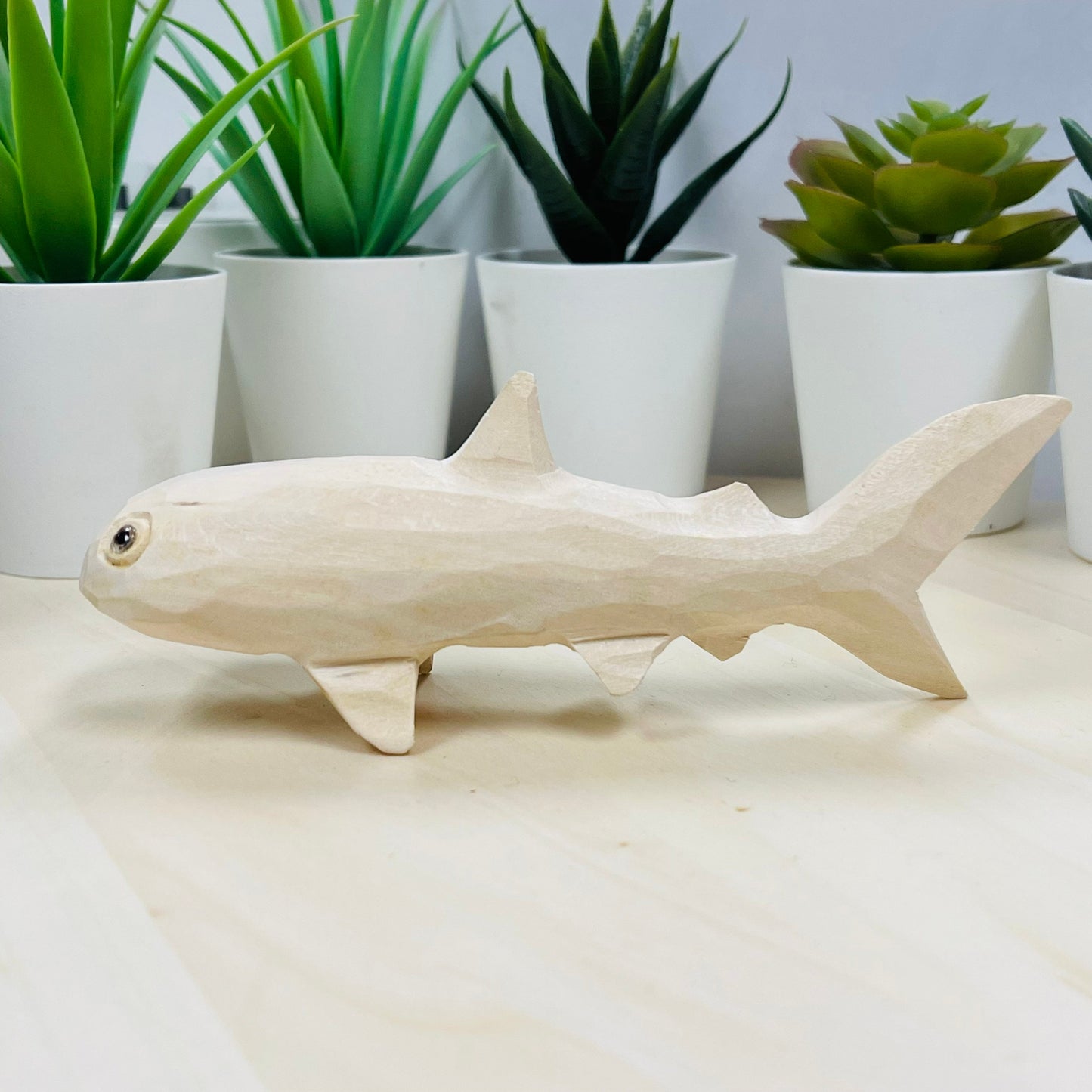 YEEYAYA Fish 6 inch Wood sculpture Hand Carved Wood Wooden whale Figurine woodcarving home decor room decor Aquatic animal Marine animal