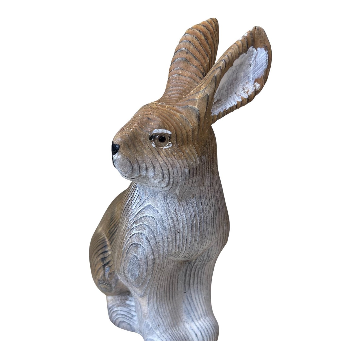 YEEYAYA Rabbit Bunny Wood sculpture Home decor Wood statue Wood figurines room decor Hand Carved wild animals Zoo Christmas gift