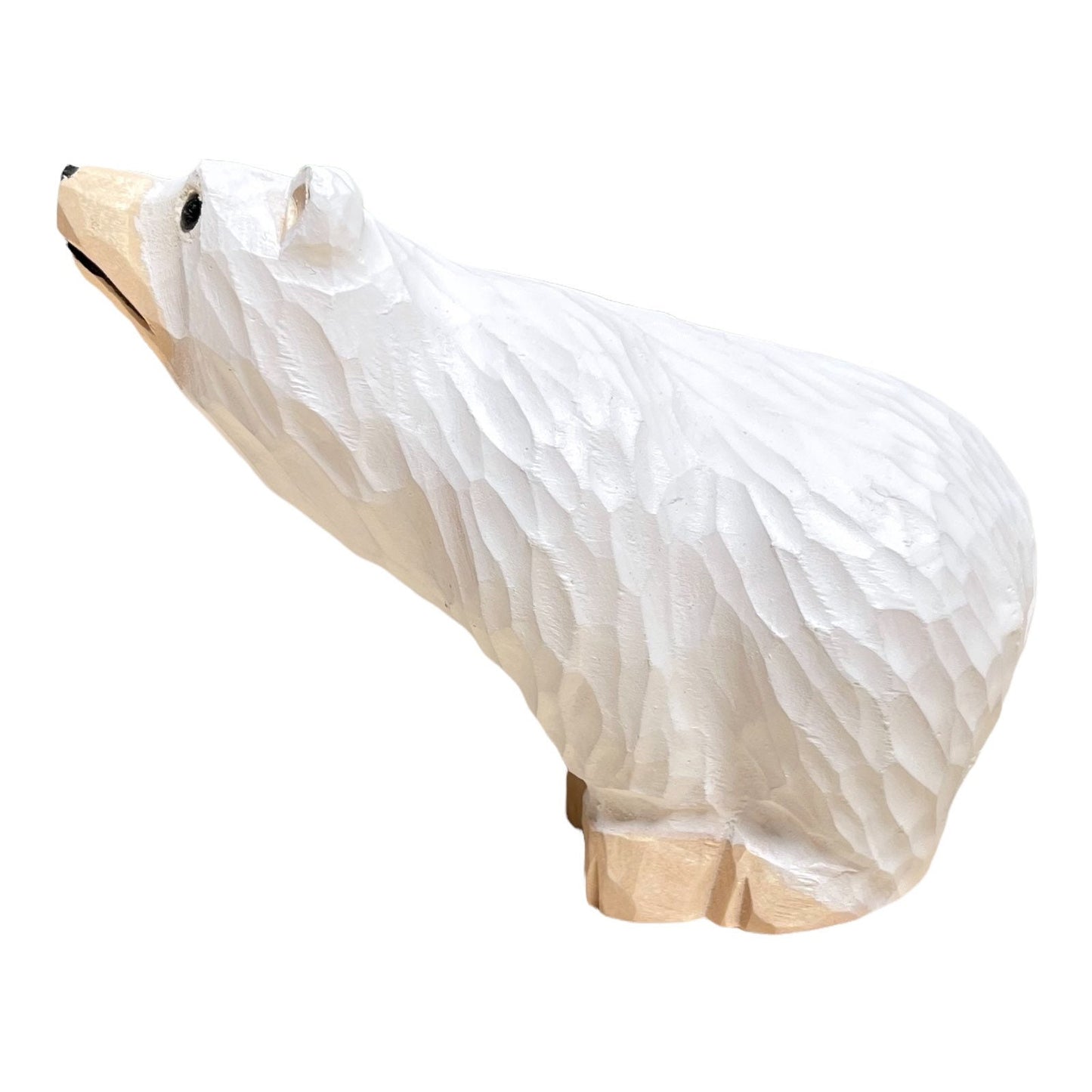 YEEYAYA Wood polar bear Wood sculpture Home decor Wood statue Wood figurines room decor Hand Carved wild animals arctic animals