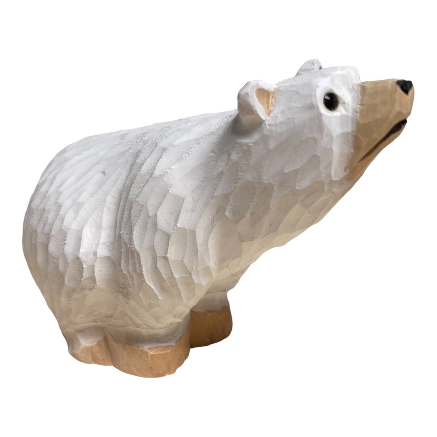 YEEYAYA Wood polar bear Wood sculpture Home decor Wood statue Wood figurines room decor Hand Carved wild animals arctic animals