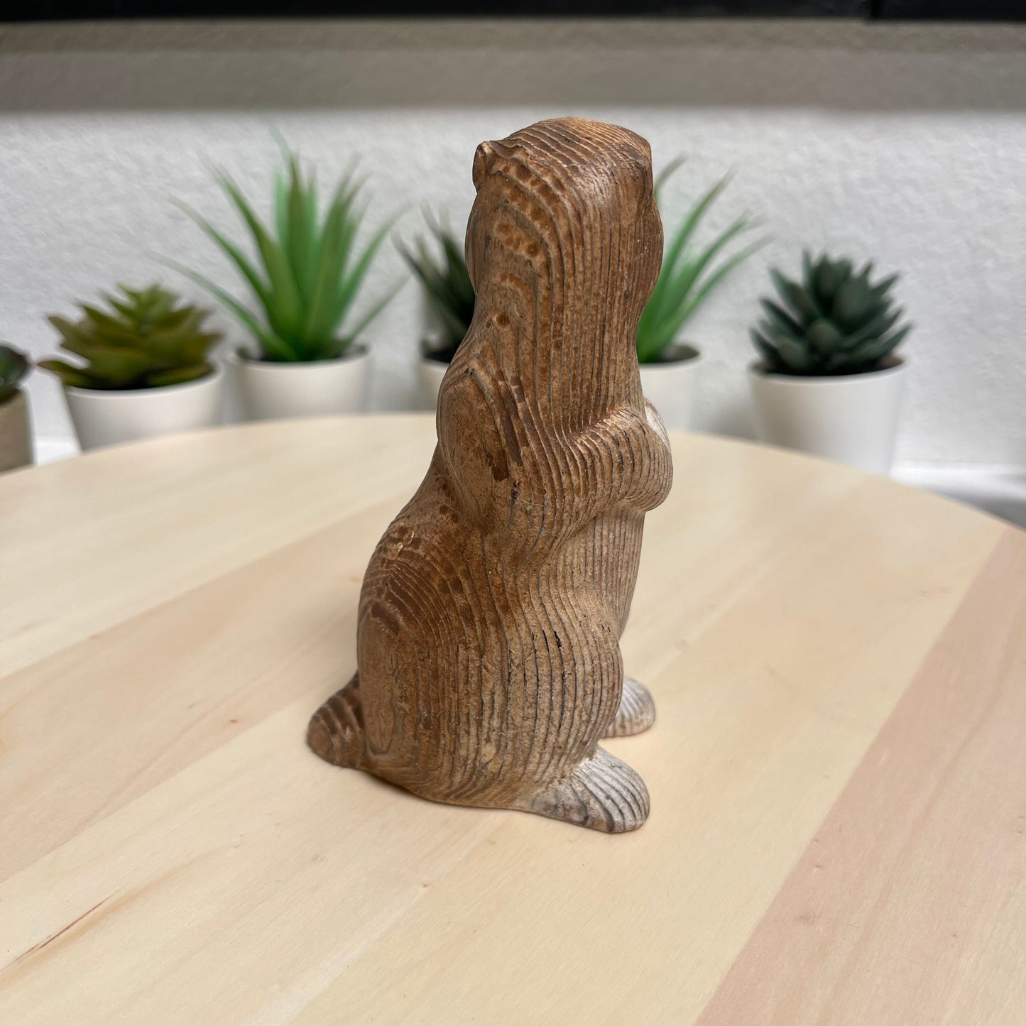 YEEYAYA Wood marmot groundhog Wood sculpture Home decor Wood statue Wood figurines room decor Hand Carved wild animals