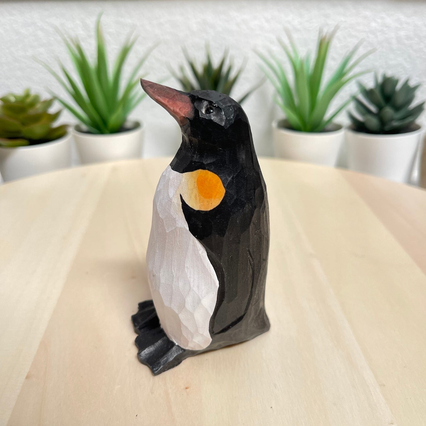 YEEYAYA penguin Wood sculpture woodcarving. hand made wood Figurines wood carving Hand Carved  Figurine Merry Christmas gift