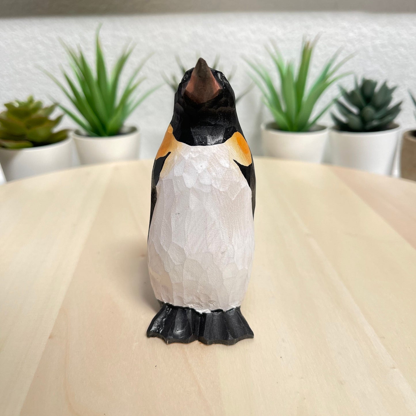 YEEYAYA penguin Wood sculpture woodcarving. hand made wood Figurines wood carving Hand Carved  Figurine Merry Christmas gift