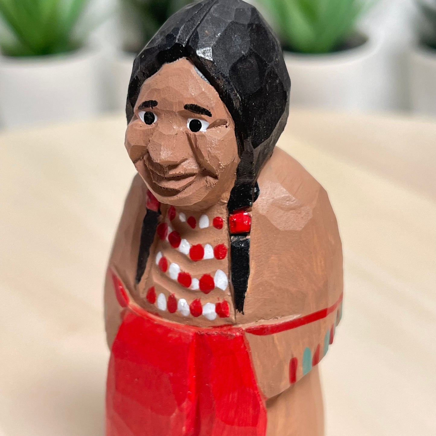 YEEYAYA Indian Statue Wood sculpture Native American Hand Carved Wood Wooden Figurine home Decor Room decor