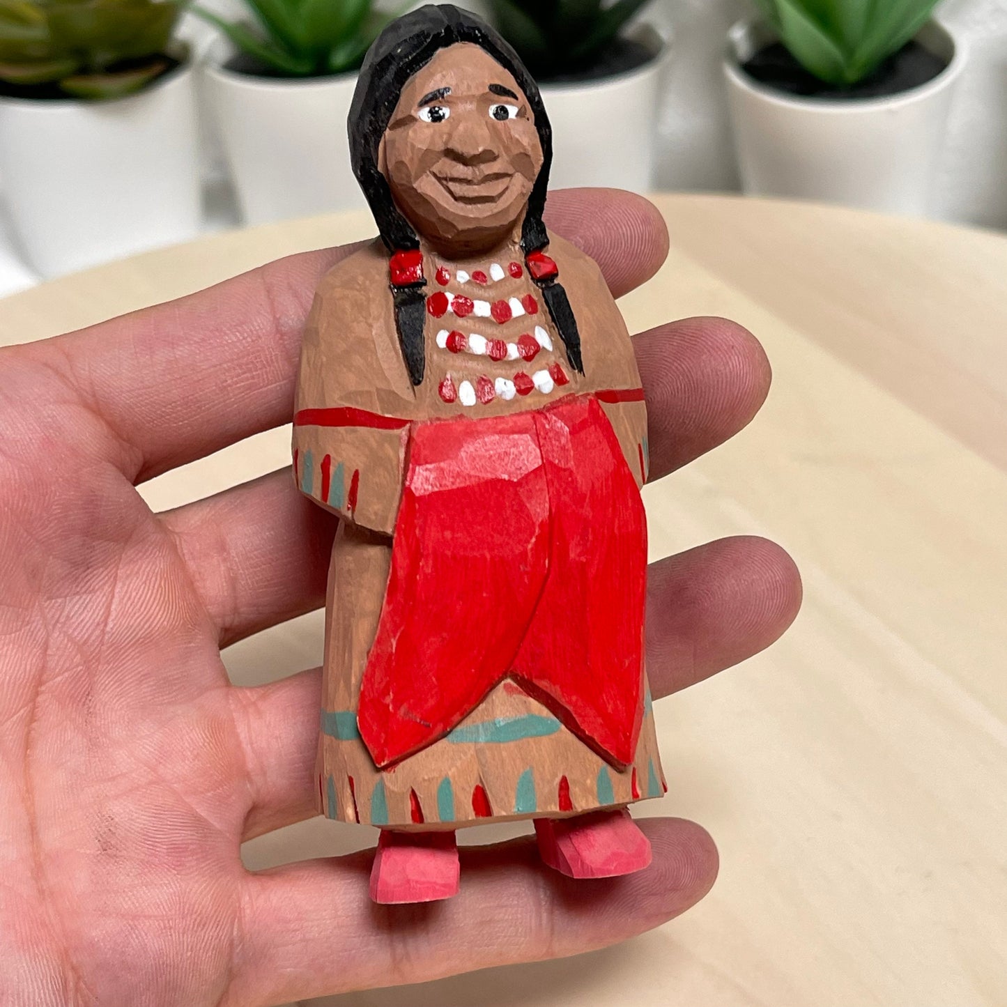 YEEYAYA Indian Statue Wood sculpture Native American Hand Carved Wood Wooden Figurine home Decor Room decor