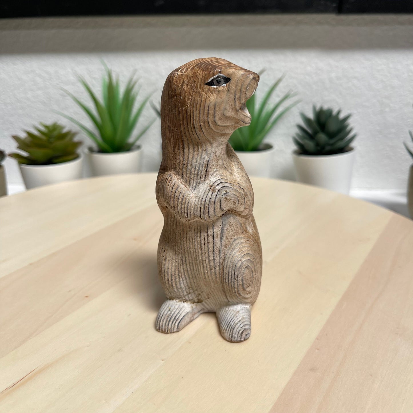 YEEYAYA Wood marmot groundhog Wood sculpture Home decor Wood statue Wood figurines room decor Hand Carved wild animals