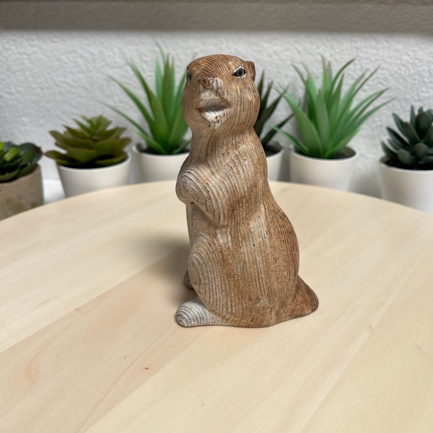 YEEYAYA Wood marmot groundhog Wood sculpture Home decor Wood statue Wood figurines room decor Hand Carved wild animals