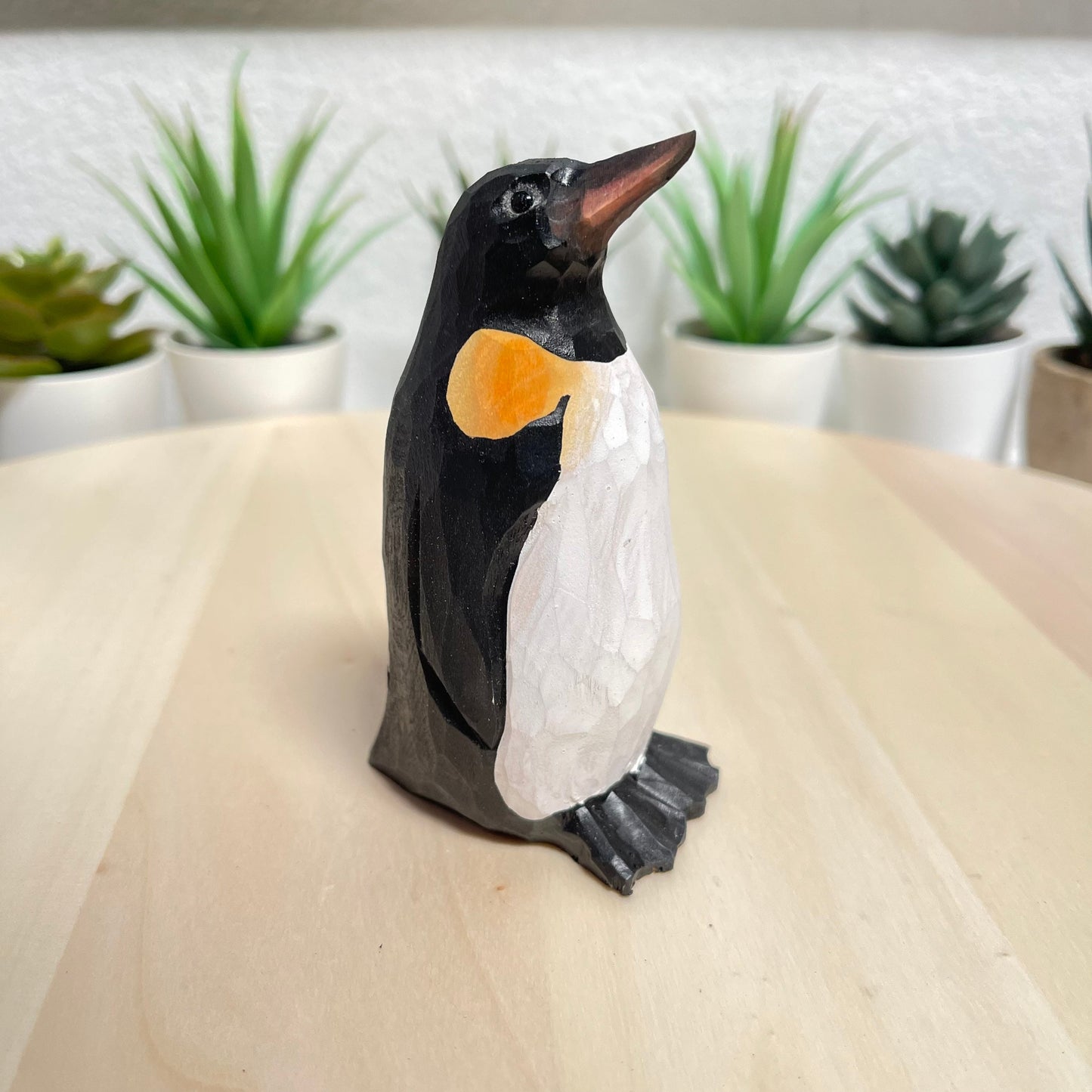 YEEYAYA penguin Wood sculpture woodcarving. hand made wood Figurines wood carving Hand Carved  Figurine Merry Christmas gift