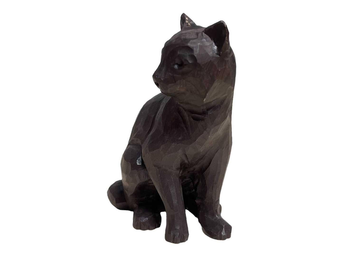 Hand Carved wood Cat kitten Kitty Wood sculpture Home decor Wood statue Wood room decor