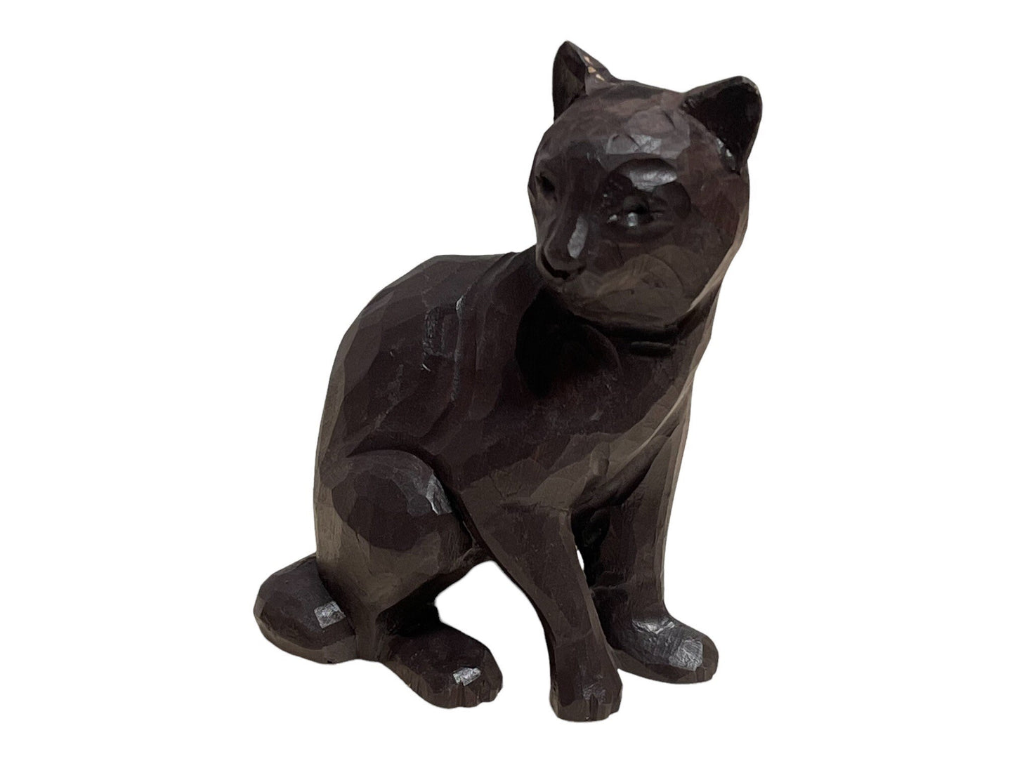 Hand Carved wood Cat kitten Kitty Wood sculpture Home decor Wood statue Wood room decor