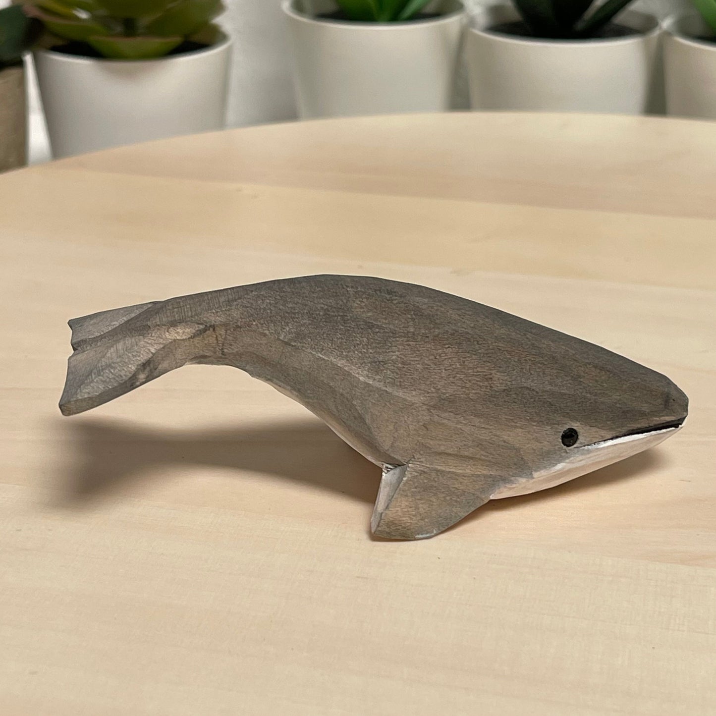 YEEYAYA Grey whale 4.2 inch Wood sculpture Hand Carved Wood Wooden whale Figurine woodcarving home decor room decor marine life