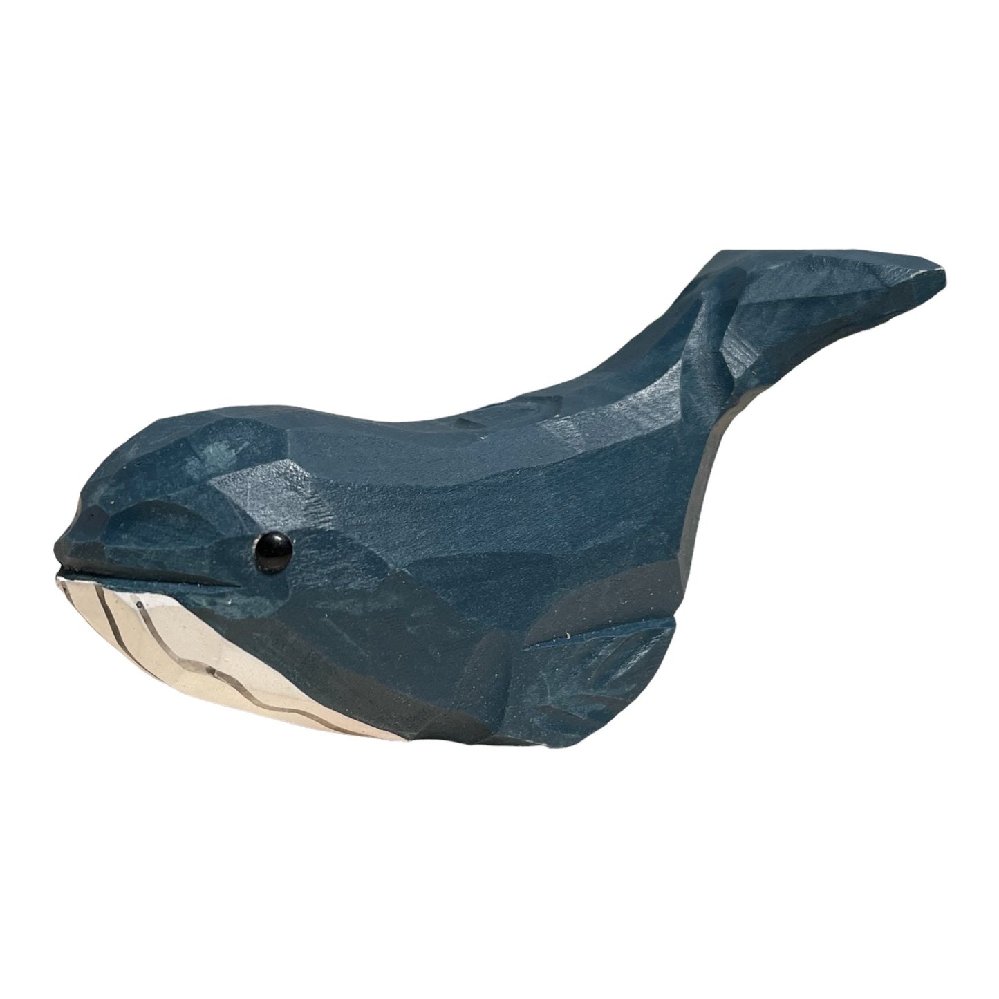 YEEYAYA dark blue Whale 4“ Wood sculpture Hand Carved Wood Figurine woodcarving statue home decor room decor Aquatic animal Marine animals