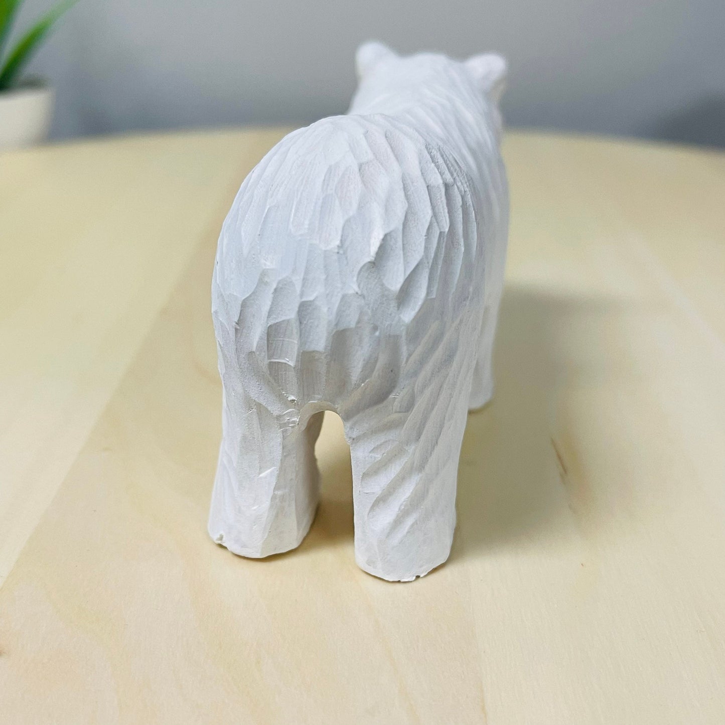 YEEYAYA White Bear 5” Wood sculpture Hand Carved Wood Figurine Christmas gift Wood Statue Room Decor home Decor wild animals Zoo animals