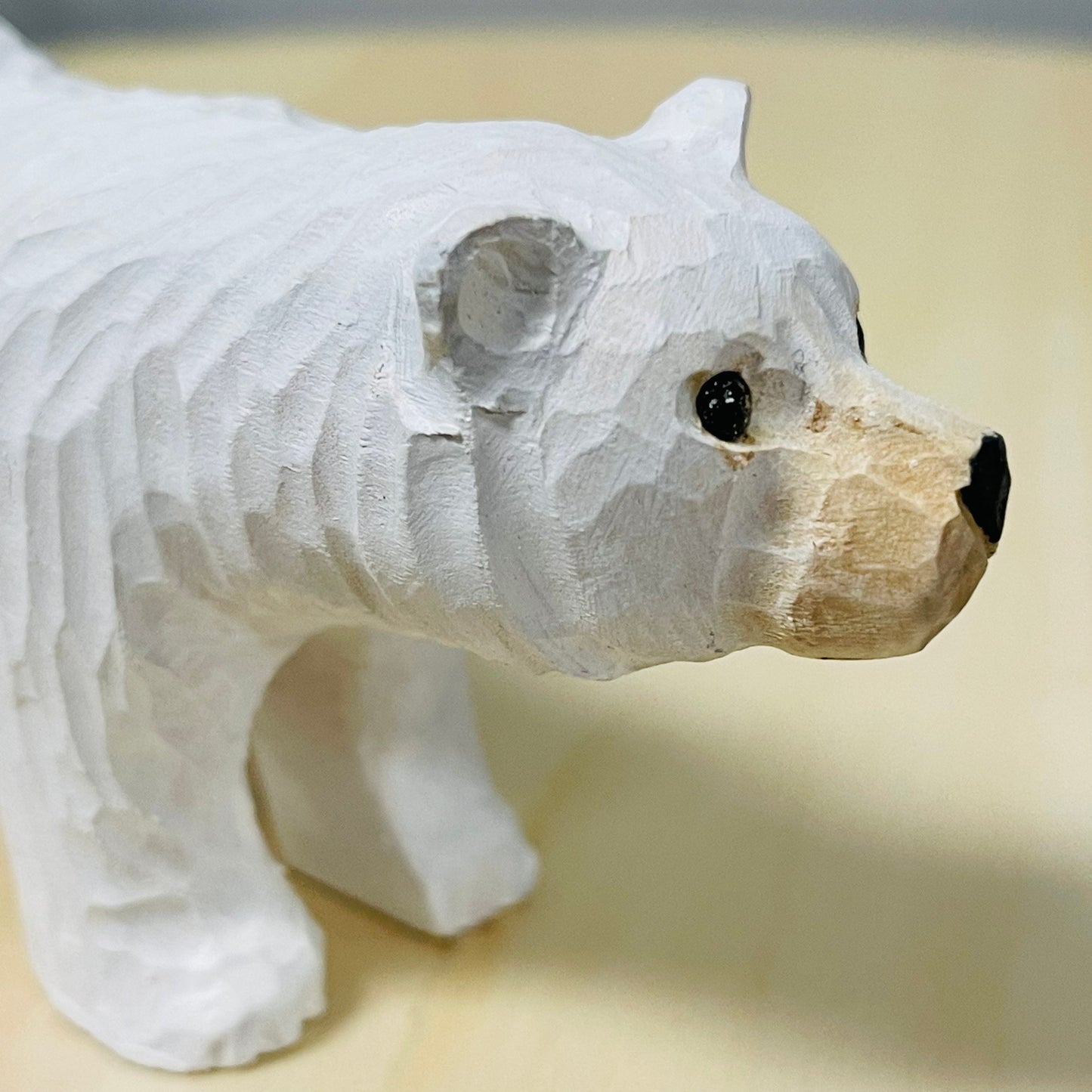 YEEYAYA White Bear 5” Wood sculpture Hand Carved Wood Figurine Christmas gift Wood Statue Room Decor home Decor wild animals Zoo animals