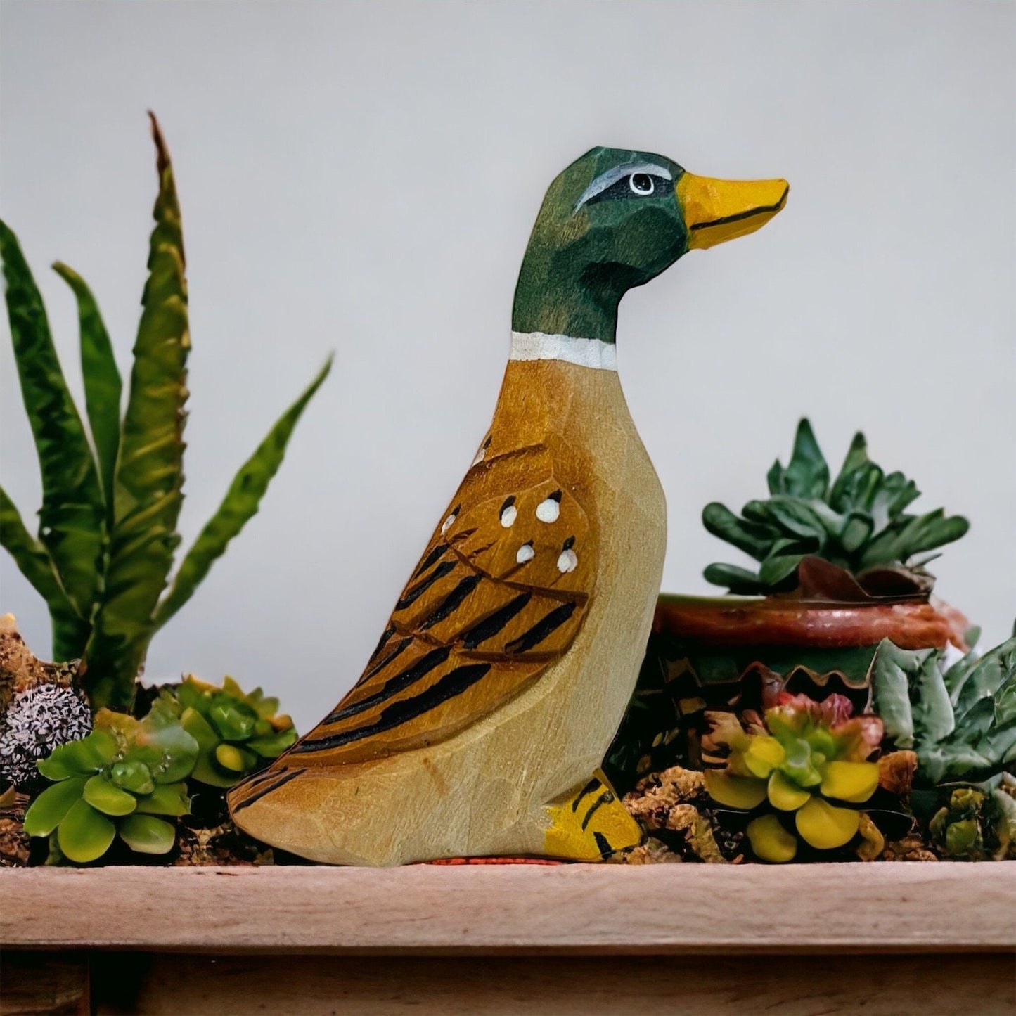 Duck Hand Carved Wood sculpture Home decor Wood statue Wood figurines room decor